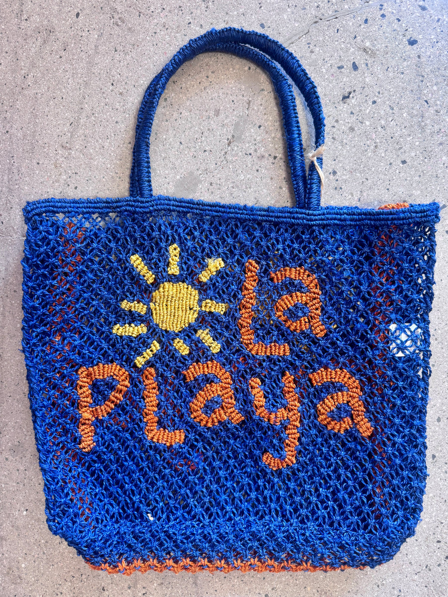 The Jacksons La Playa Handmade Woven Wicker Tote Bag DEEP OCEAN