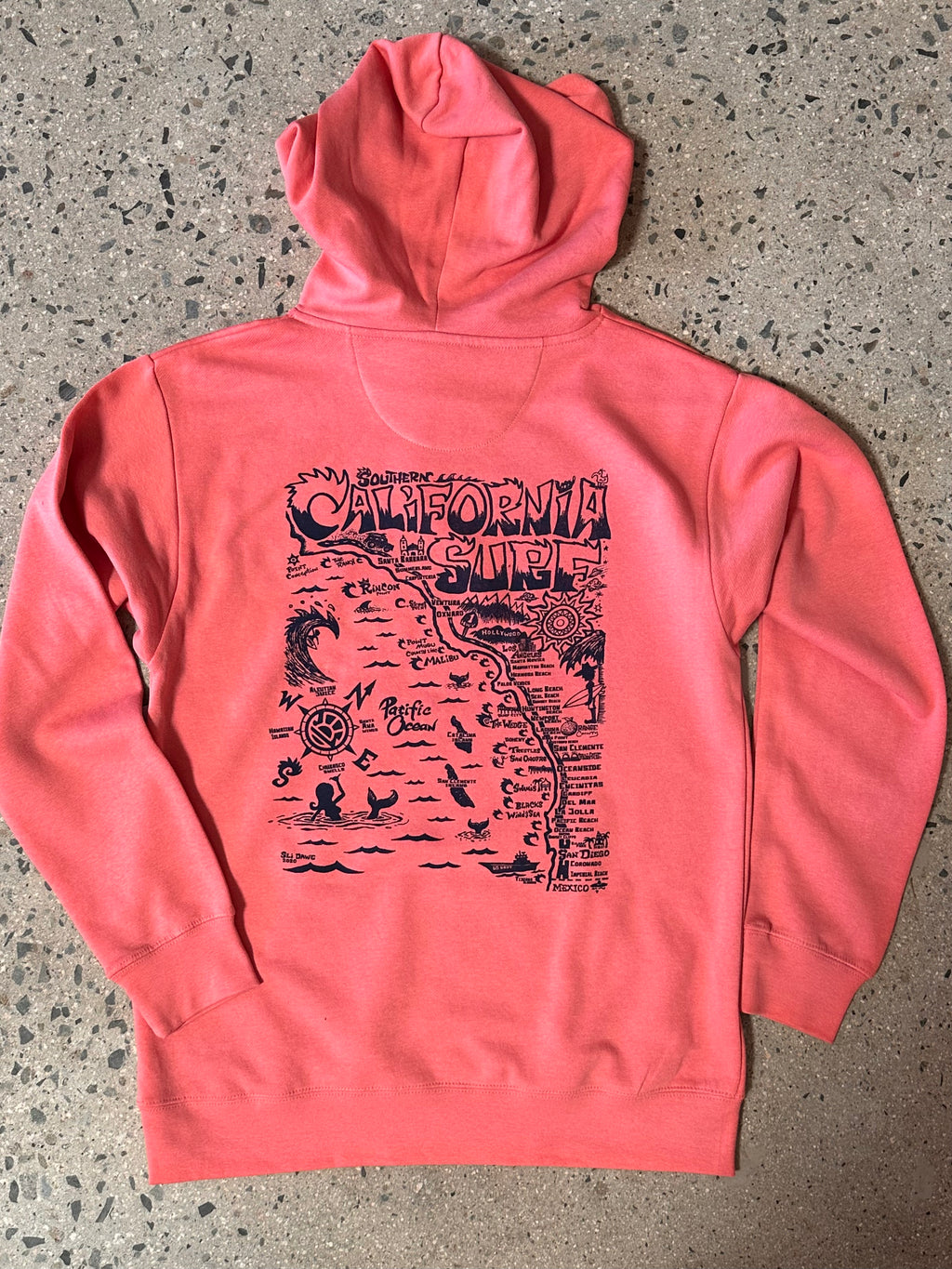 15th St Southern California SURF MAP Hoodie  DUSTY ROSE