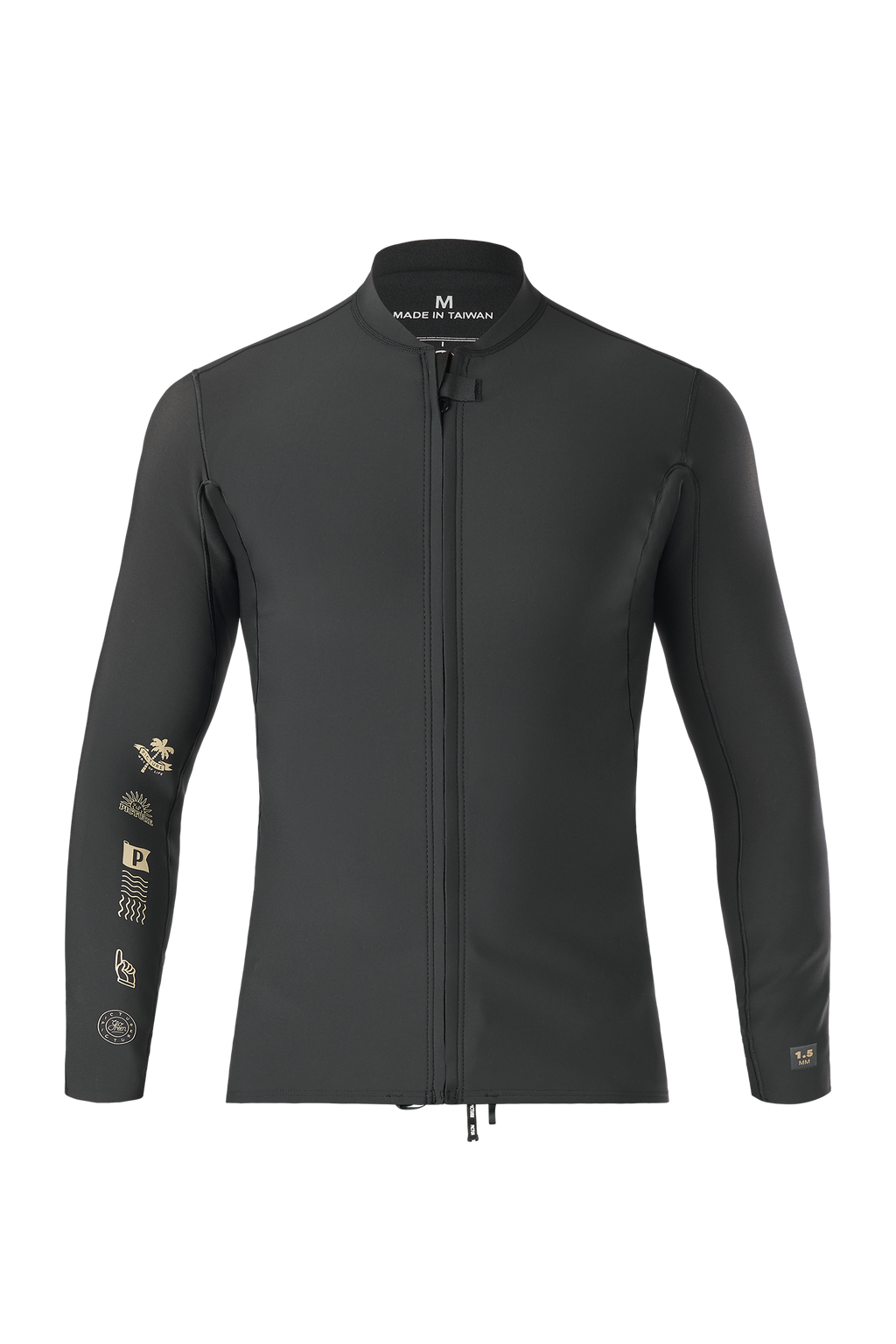 Picture Men's Will Front Zip 1.5 ML Wetsuit Jacket  BLACK W/Sleeve Prints