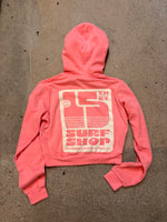 15th St WOMEN'S Groovy Drip Zip Cropped Hooded Fleece WARM WHITE on BUBBLE GUM PINK (Copy)