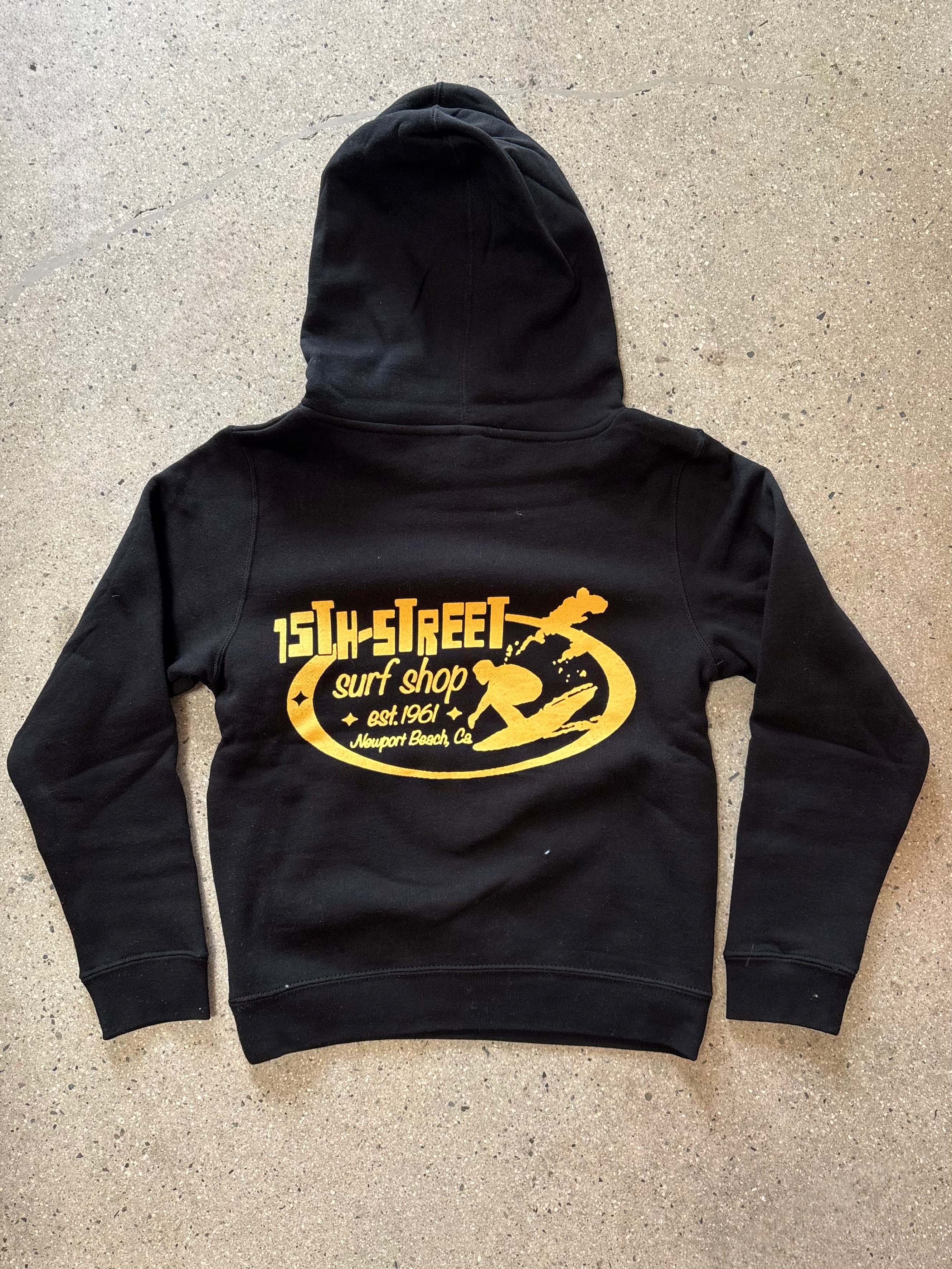 15th St KID'S Since '61 Hooded Pullover Fleece GOLD on BLACK