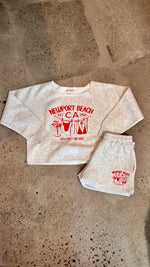 15th St WOMEN'S Bikinis & Martinis Oversized Boatneck Crop Top Fleece HEATHER GREY