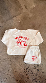 15th St WOMEN'S Bikinis & Martinis Oversized Boatneck Crop Top Fleece WHITE