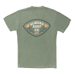 Almond Poppy Badge Tee | Moss Green