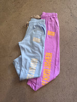 15th St WOMEN'S Groovy Wave Scrunch Bottom Joggers WARM WHITE on BABY BLUE