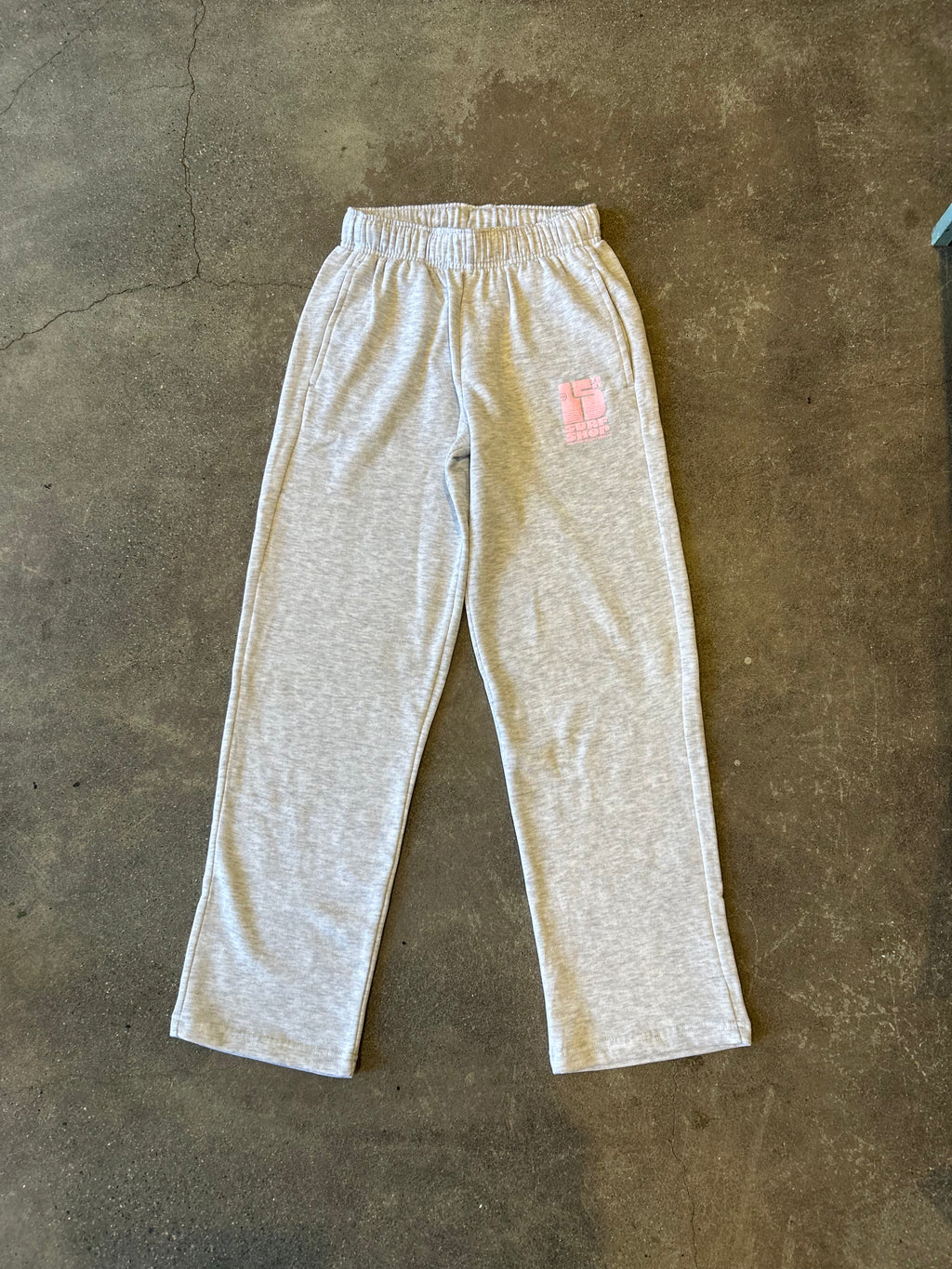 15th St WOMEN'S Groovy Wave Wide Leg Sweatpants Pinkish Peach on Light Heather Grey