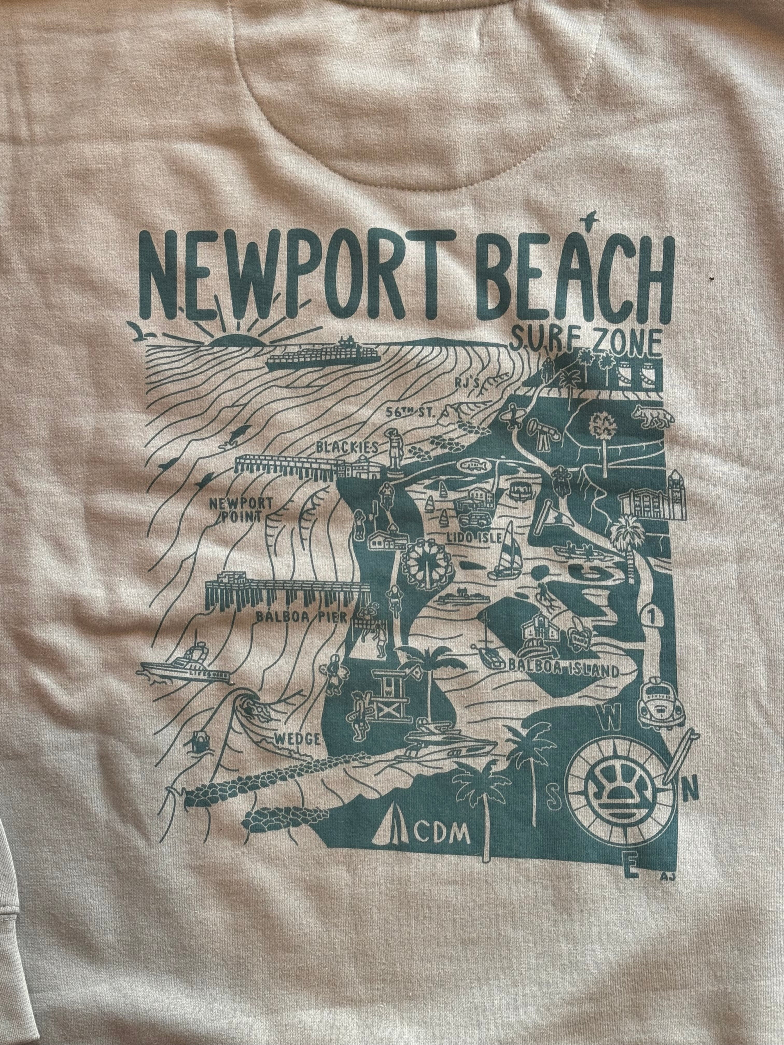 15th St Men's Newport Beach Surf Map Crewneck SEA GLASS GREEN