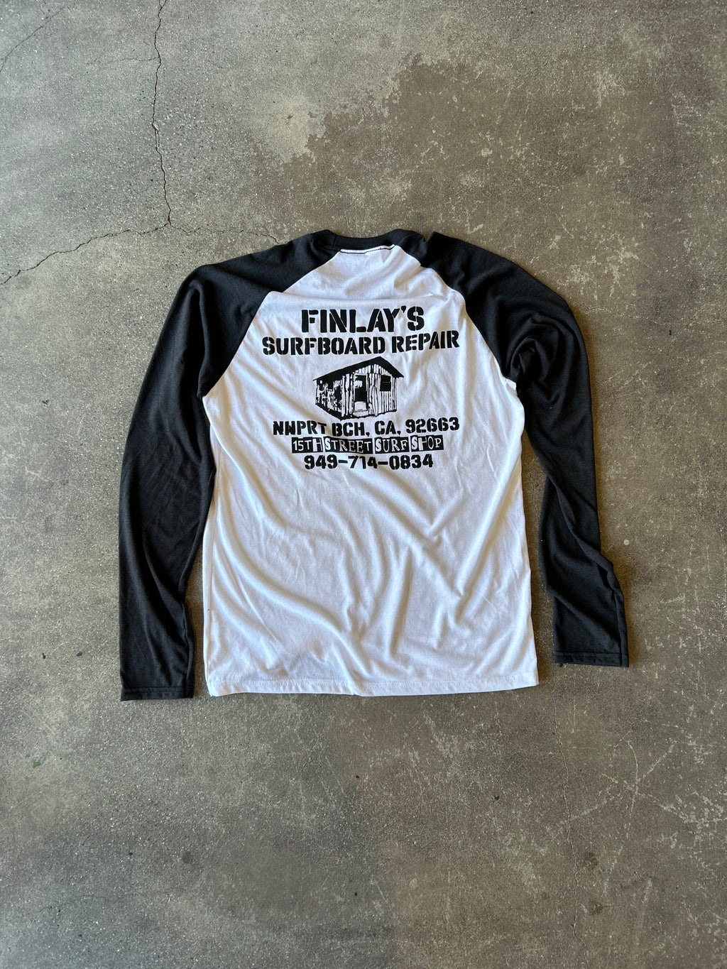 15th St Men's Finlay's Surfboard Repair Long Sleeve Raglan White/Black