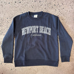 WOMEN'S Newport Beach Crew Fleece Gingham  NAVY
