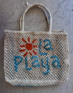 The Jacksons La Playa Handmade Woven Wicker Tote Bag SMOKED SAND