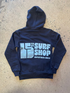 15th St KIDS Groovy Drip Hooded Fleece SKY BLUE on NAVY