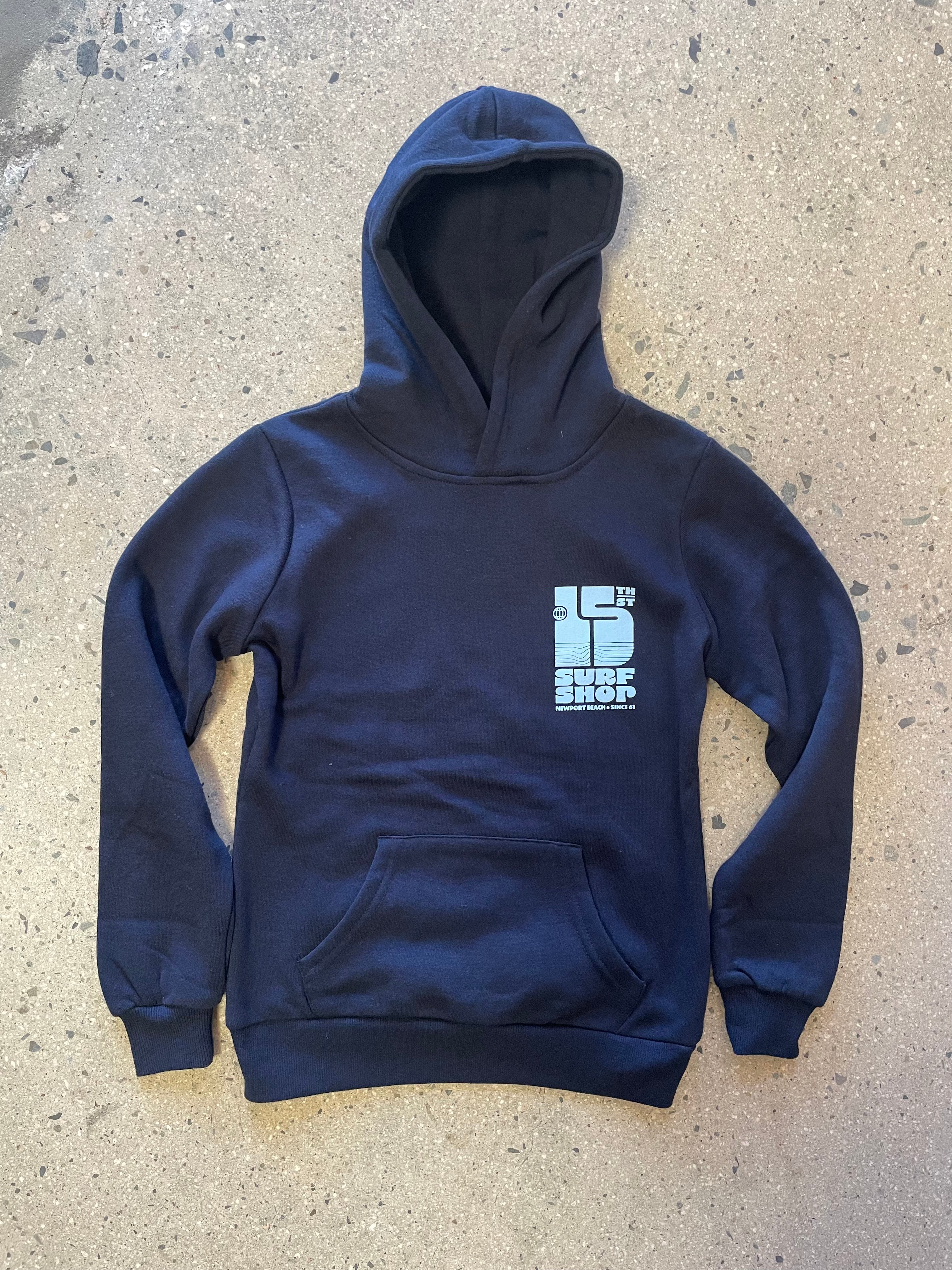 15th St KIDS Groovy Drip Hooded Fleece SKY BLUE on NAVY