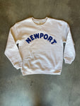 WOMEN FLUFFY NEWPORT Crew Knit Sweater  NAVY on COCONUT