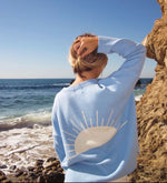 15th St Corona Del Mar Women's Sweater  SEA KING BLUE with WHITE