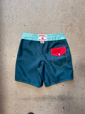 Birdwell X 15th St Boardshorts 300 Men's Dragonfly/Aqua with Red pocket flap