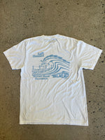 15th St Men's Wedge Mel "Lip Service" Short Sleeve T-Shirt  Washed white with light blue