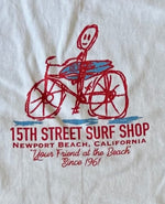 15th St Men's Friend At The Beach Short Sleeve Ringer T Shirt WHITE with RED