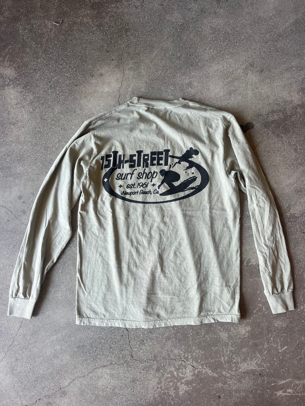 15th St Men's Since 61 Long Sleeve T-Shirt  WASHED LIGHT GREEN