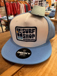 15th St Surf Groovy Drip 5-Panel Trucker Hat WHITE and SKY BLUE