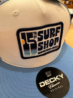 15th St Surf Groovy Drip 5-Panel Trucker Hat WHITE and SKY BLUE