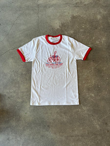 15th St Men's Friend At The Beach Short Sleeve Ringer T Shirt WHITE with RED