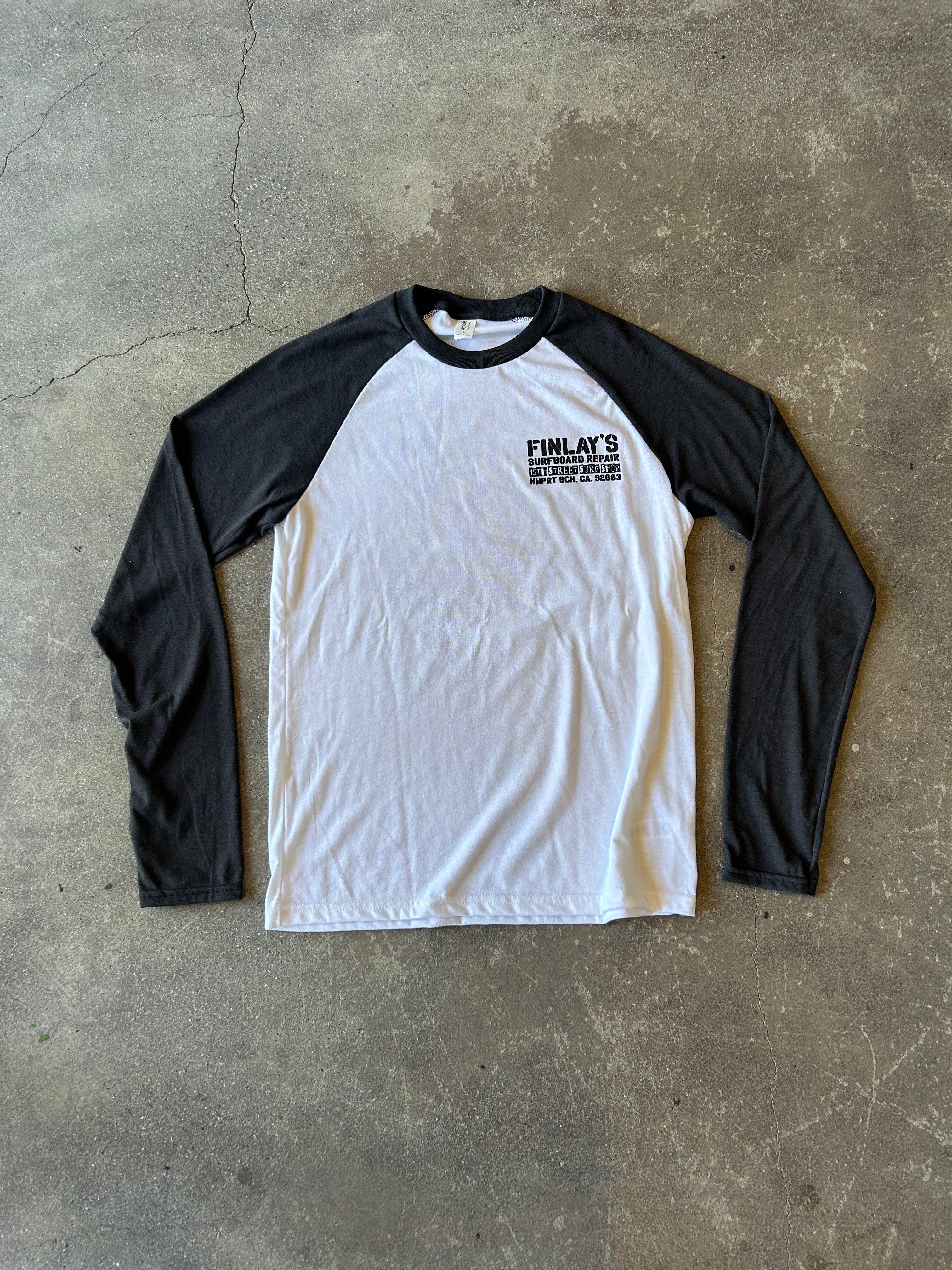 15th St Men's Finlay's Surfboard Repair Long Sleeve Raglan White/Black