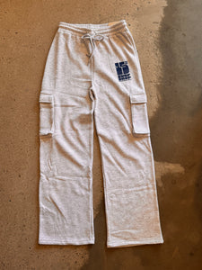 15th St WOMEN Groovy Drip Cargo Pocket Fleece Joggers NAVY on HEATHER GREY