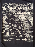 15th St Men's Southern California SURF MAP Short Sleeve T-Shirt  COAL BLACK