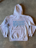 15th St WOMEN Groovy Drip Hooded Fleece BABY BLUE on DOVE HEATHER