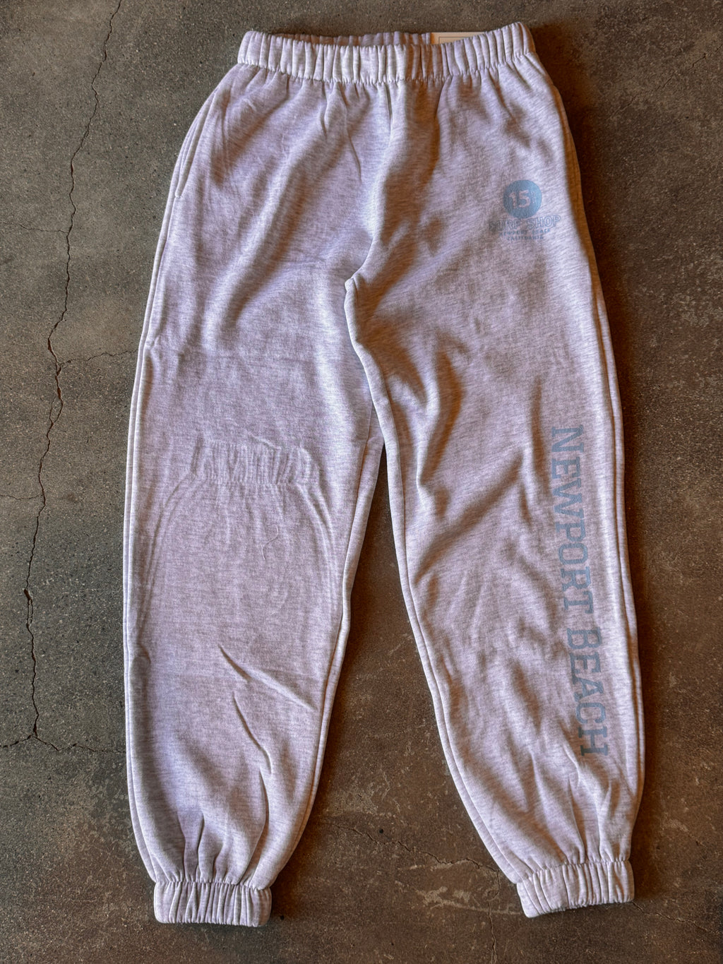 15th St WOMEN'S Newport Beach Scrunch Bottoms Fleece Joggers BABY BLUE on DOVE HEATHER