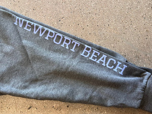 15th St Women's Newport Beach Cropped Hoodie VIOLET on DARK HEATHER GREY