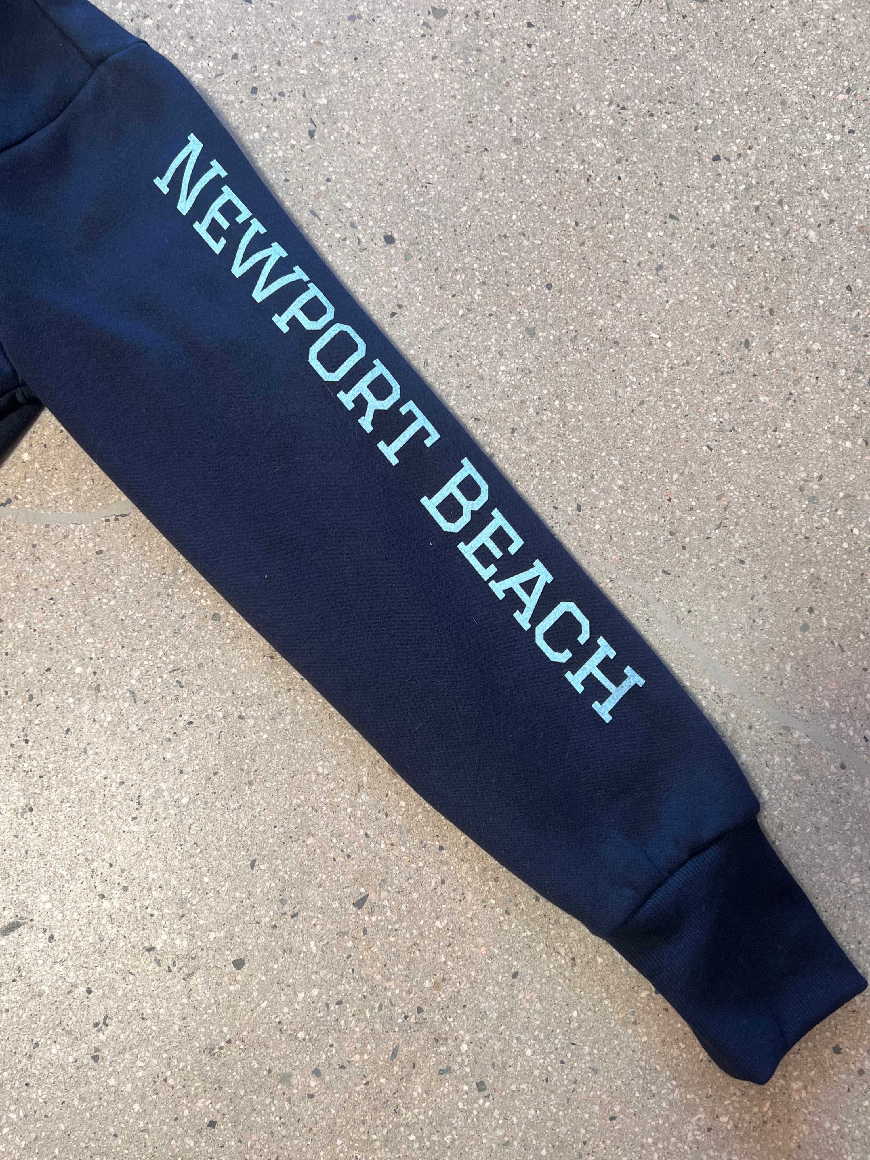 15th St Women's Newport Beach Cropped Hoodie CORNFLOWER BLUE on NAVY