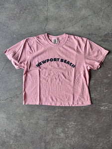 15th St WOMEN'S Groovy Newport Cropped Short Sleeve T VINTAGE BLACK on SALMON