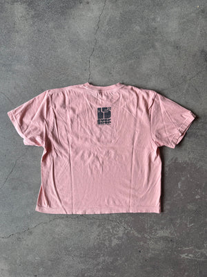 15th St WOMEN'S Groovy Newport Cropped Short Sleeve T VINTAGE BLACK on SALMON