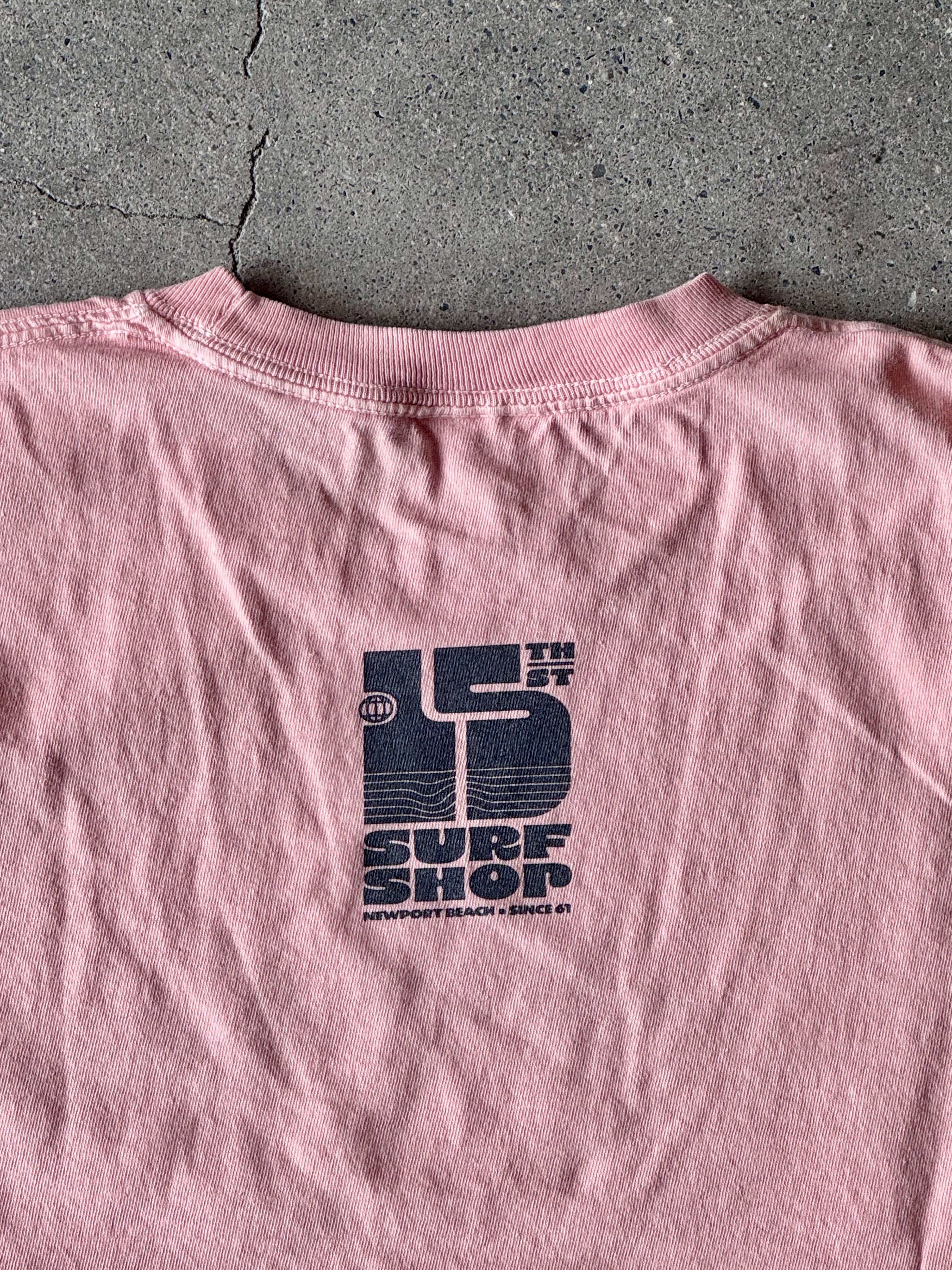 15th St WOMEN'S Groovy Newport Cropped Short Sleeve T VINTAGE BLACK on SALMON