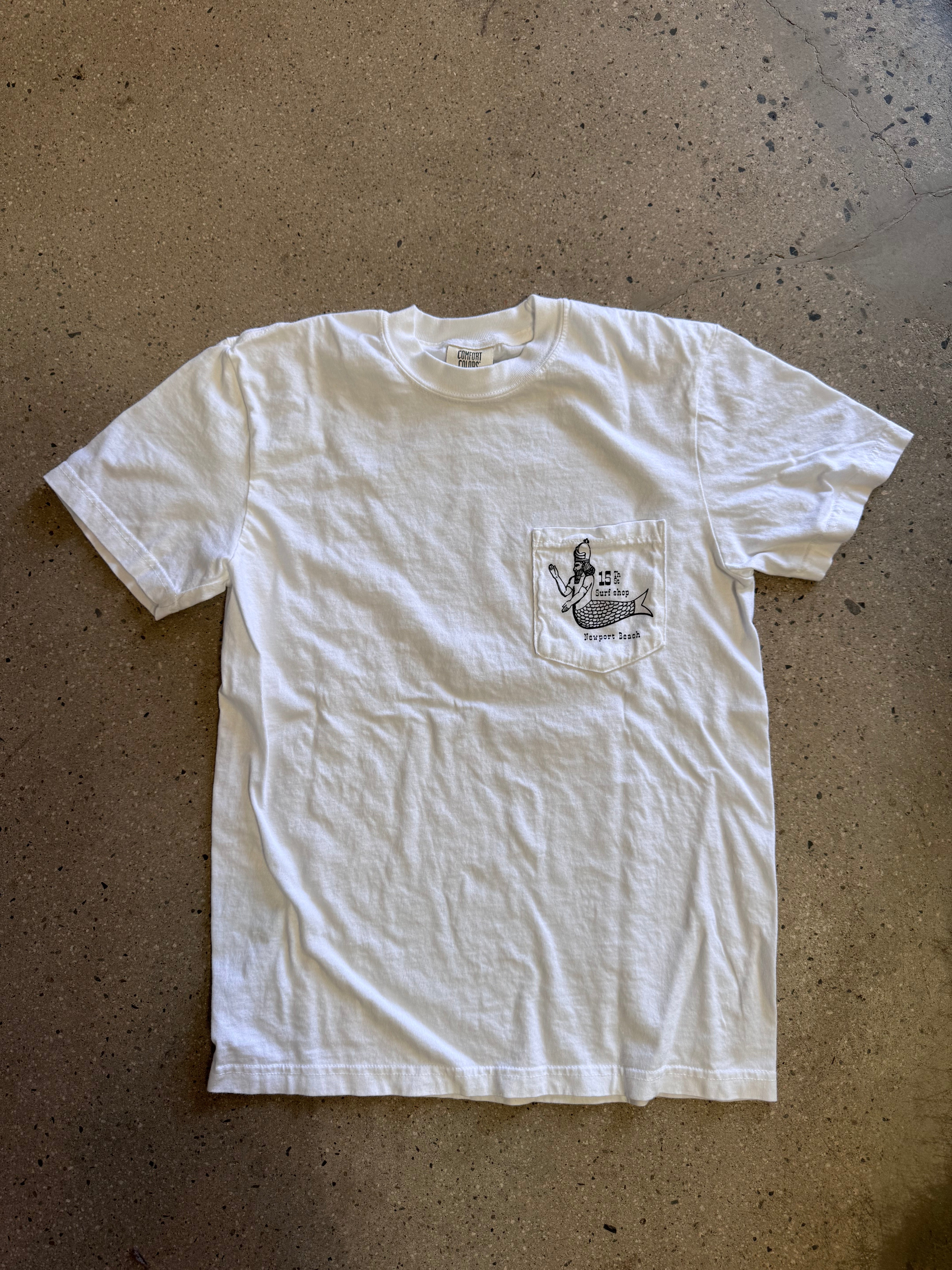 15th St Men's FishMan Short Sleeve Pocket T-Shirt  WHITE