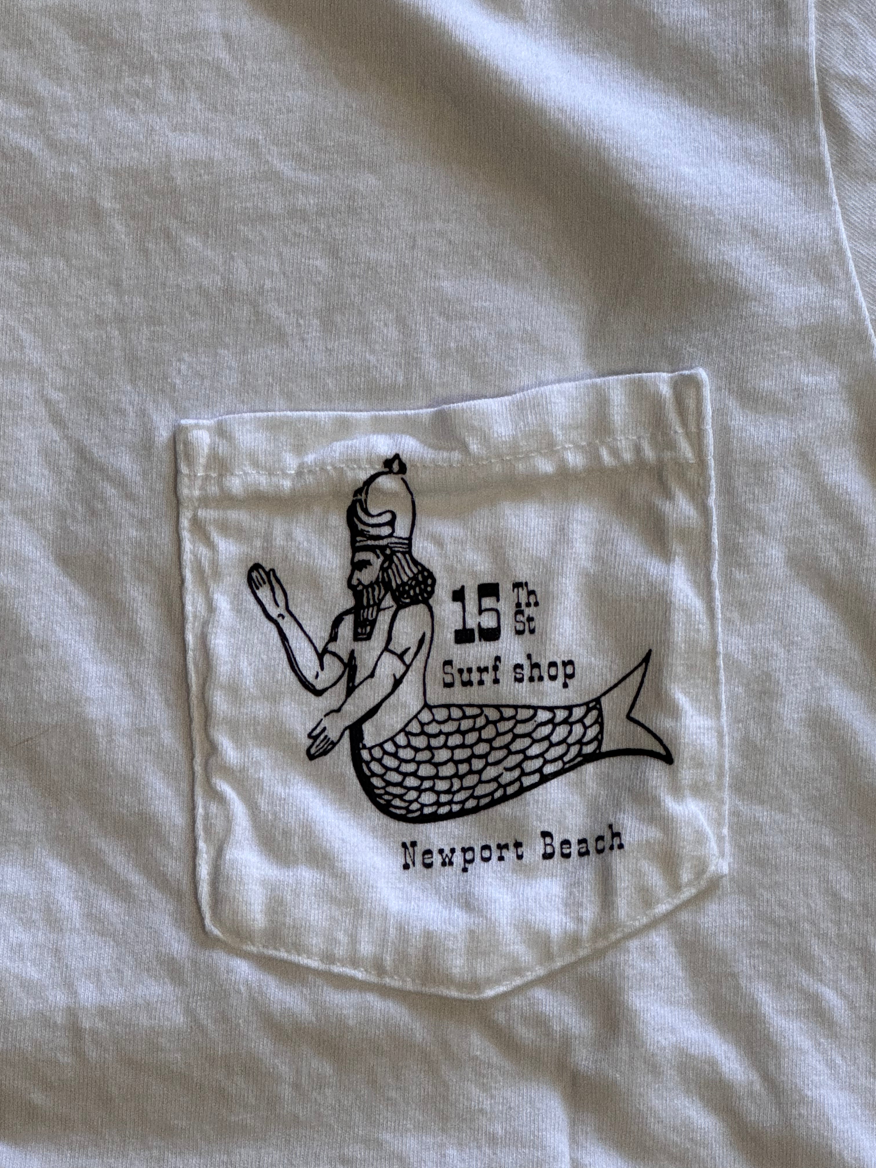 15th St Men's FishMan Short Sleeve Pocket T-Shirt  WHITE