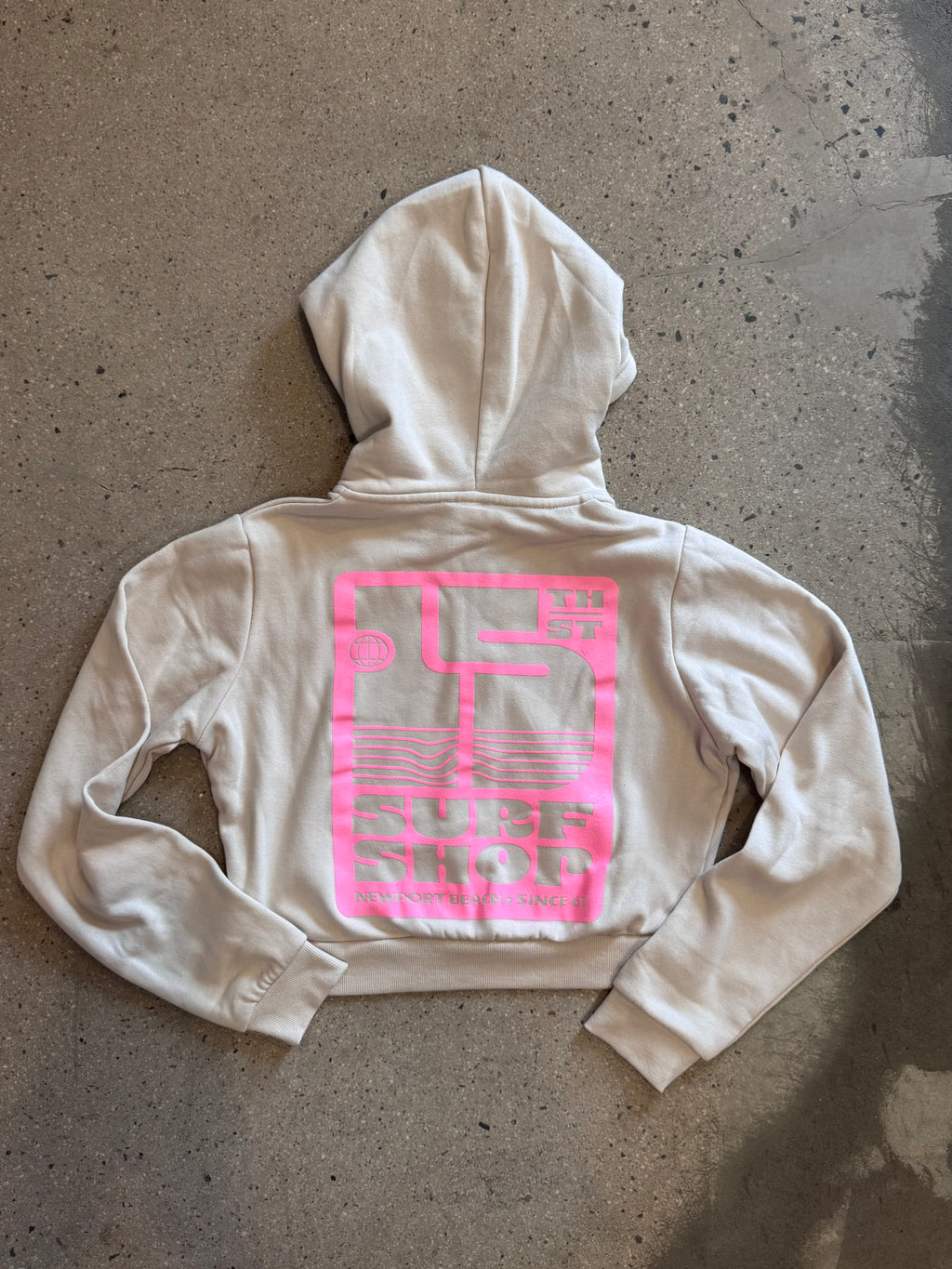 15th St WOMEN'S Groovy Drip Zip Cropped Hooded Fleece HOT PINK on SAND