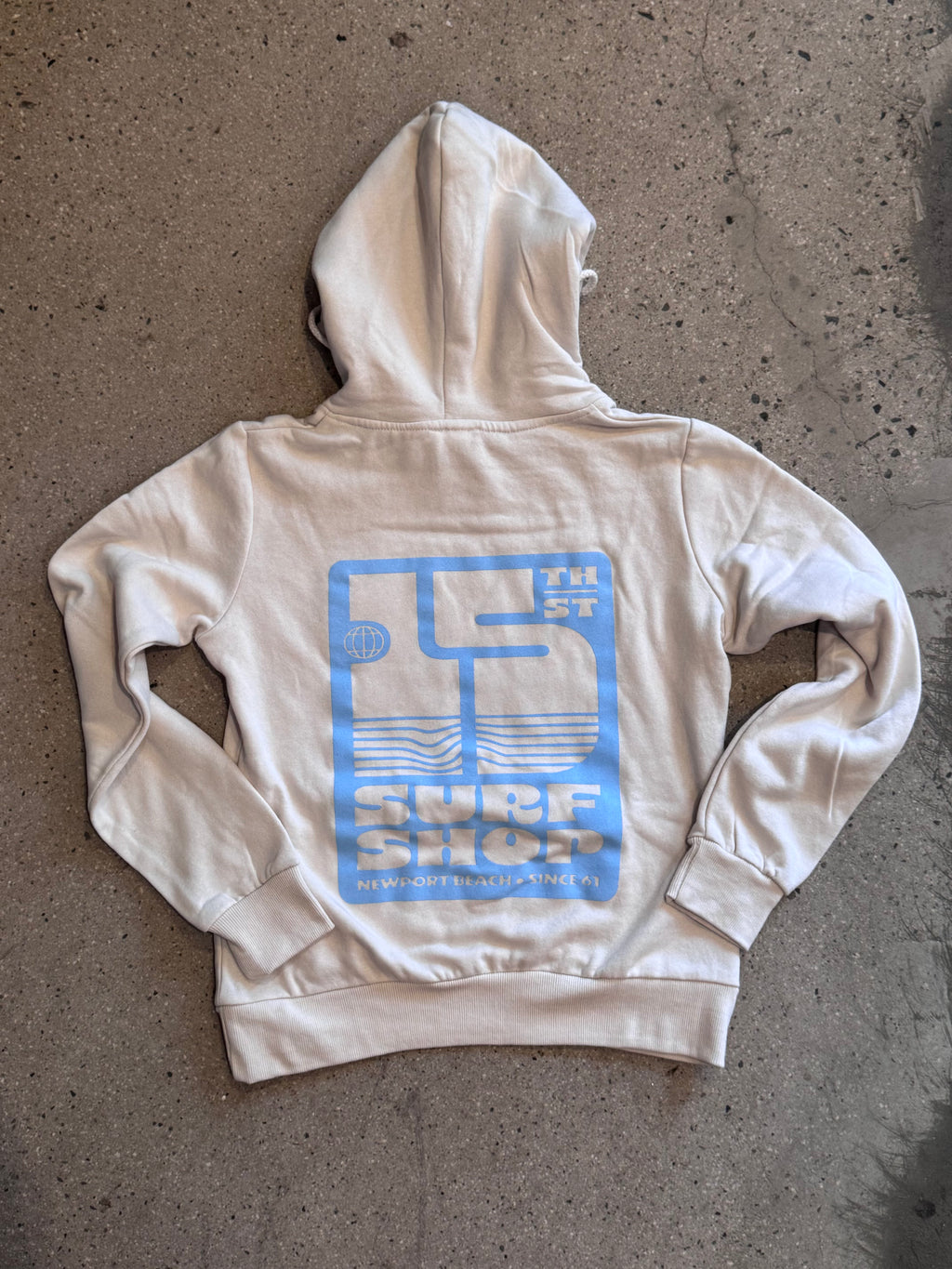 15th St WOMEN'S Groovy Drip Cropped Hooded Fleece BABY BLUE on SAND