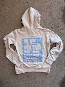 15th St WOMEN'S Groovy Drip Cropped Hooded Fleece BABY BLUE on SAND