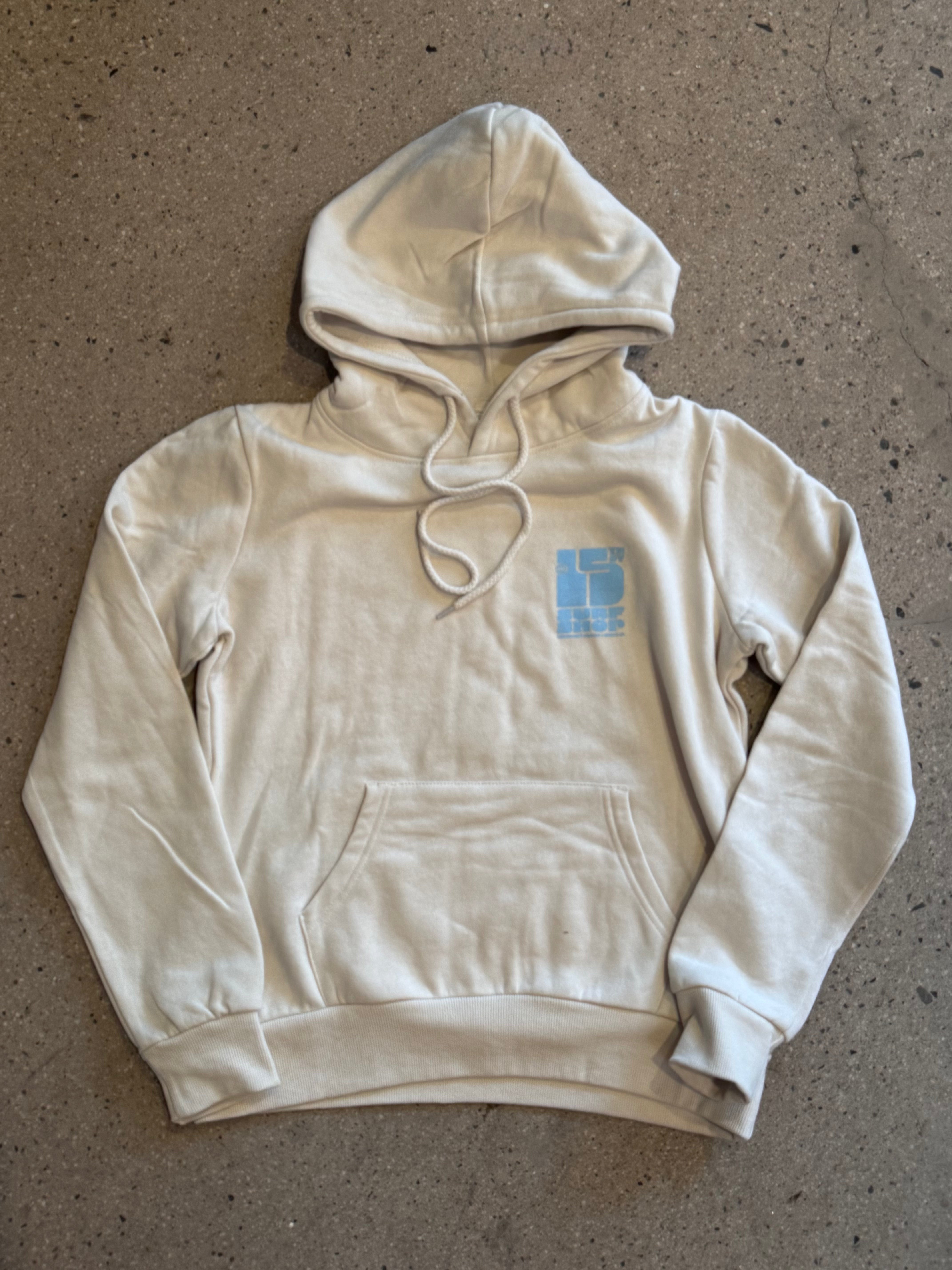 15th St WOMEN'S Groovy Drip Cropped Hooded Fleece BABY BLUE on SAND