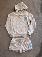 15th St WOMEN'S Groovy Drip Cropped Hooded Fleece BABY BLUE on SAND