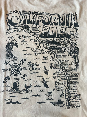 15th St Men's Southern California Surf Map Short Sleeve T-Shirt  SEA SAND