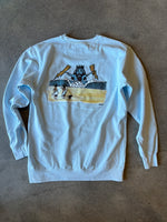 15th St Men's Wave God Crewneck Fleece Vintage Glacier Blue