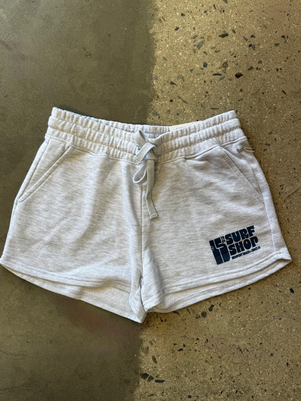 15th St Women's Groovy Drip Side Pocket Fleece Shorts NAVY on ICE GREY