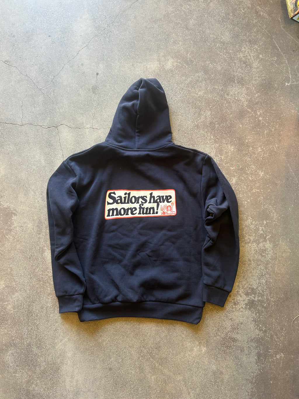 15th St Men's Sailors Have More Fun Extra Heavy Weight Hooded Fleece DARK NAVY