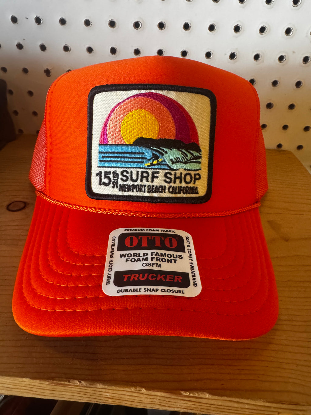 15th St SUNSET SURFER Design Adult Trucker Hat ORANGE