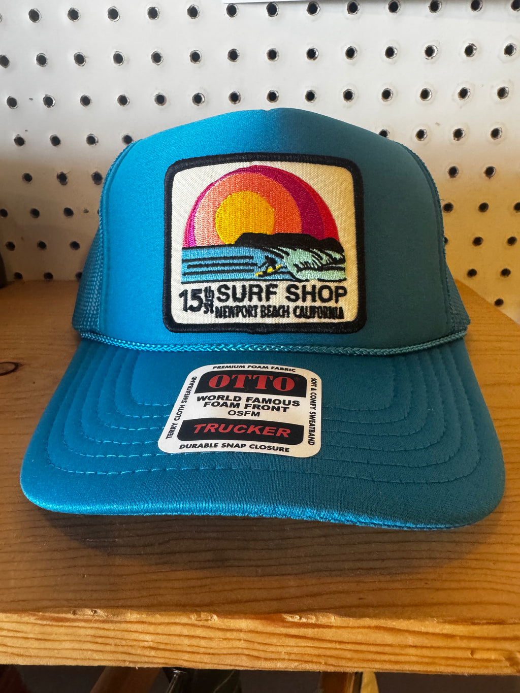 15th St SUNSET SURFER Design Adult Trucker Hat ELECTRIC BLUE