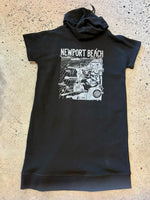 15th St Men's Newport Beach Surf Map Hooded Changing Towel  BLACK