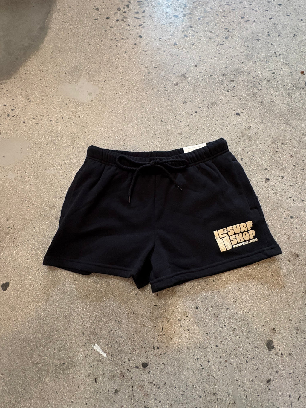 15th St Women's Groovy Drip Side Pocket Fleece Shorts CREAM on BLACK